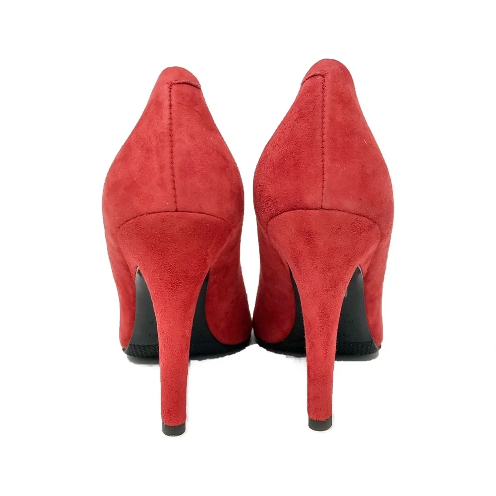 VICINI TAPEET Suede Pumps, Red, Size 6 / IT 36